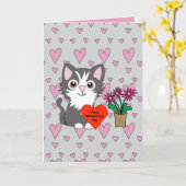 Carte Chat Bonne Fête de la Saint-Valentin (Fleur jaune)
