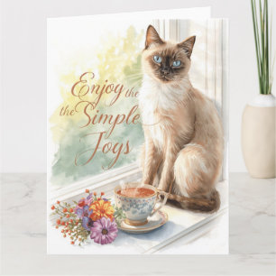 Carte Chat buvant du thé pour Bonne retraite chat Maman