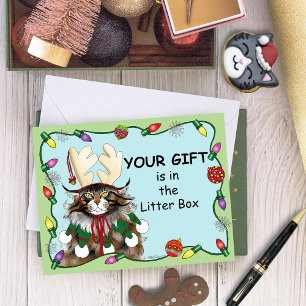 Carte Chat cadeau de Noël Green Funny