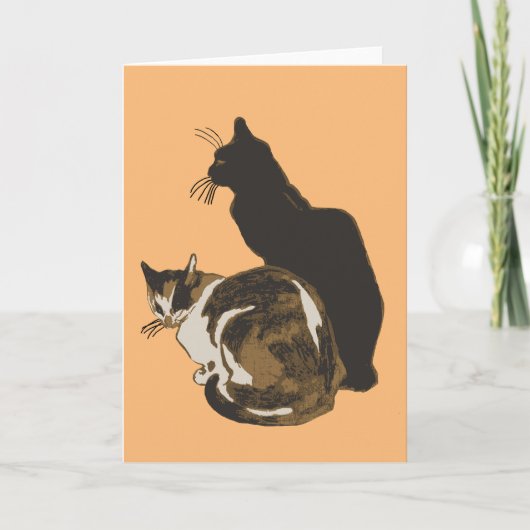 Carte Chat Calico Et Chat Noir Découpé (Devant)