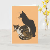 Carte Chat Calico Et Chat Noir Découpé (Fleur jaune)