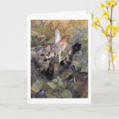 Carte Chat Catching a Bird, Bruno Liljefors (Fleur jaune)