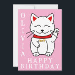 Carte Chat chanceux Anniversaire personnalisé<br><div class="desc">Envoyez à quelqu'un une carte spéciale avec une touche de chance ! Cette carte de voeux présente une illustration de chat chanceux moderne et est personnalisable pour tout message ou occasion.</div>