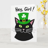 Carte Chat Chanceux Hey Girl (Fleur jaune)