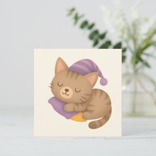 Carte Chat chaton endormi (Debout devant)