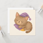 Carte Chat chaton endormi (Devant/Arrière en situation)