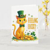 Carte Chat Chéri Chanceux (Fleur jaune)