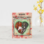 Carte Chat Chien Saint-Valentin Cœur Rose Rouge Ami Anim (Fleur jaune)
