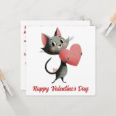 Carte Chat & Cœur Vintage pour la Saint-Valentin (Devant/Arrière en situation)