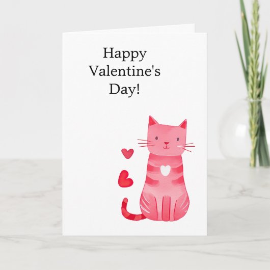 Carte Chat Coeurs roses (Devant)