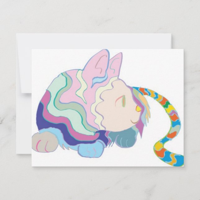 Carte Chat coloré (Devant)
