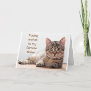 CARTE *CHAT COMÉDIQUE* POUR L'ANNIVERSAIRE DE MA * SOEUR