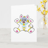 Carte Chat comme astronaute en costume (Fleur jaune)