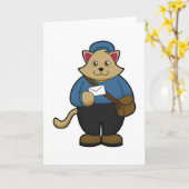 Carte Chat comme facteur avec enveloppe et sac (Fleur jaune)