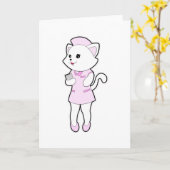 Carte Chat comme infirmière avec bloc-notes (Fleur jaune)