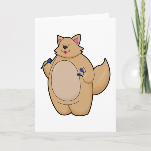 Carte Chat comme joueur de fléchettes avec des fléchette (Devant)