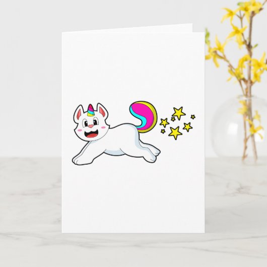 Carte Chat comme Licorne (Fleur jaune)