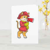 Carte Chat comme pompier avec hache (Fleur jaune)