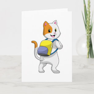 Carte Chat comme randonneur avec sac à dos
