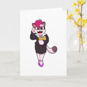 Carte Chat comme secrétaire avec bloc-notes (Fleur jaune)