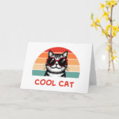 Carte Chat cool 2 (Fleur jaune)