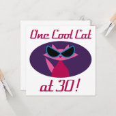 Carte Chat cool 30e anniversaire (Devant/Arrière en situation)