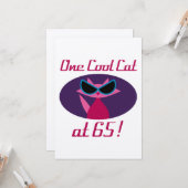 Carte Chat cool 65e anniversaire (Devant/Arrière en situation)
