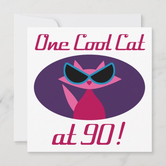 Carte Chat cool 90e anniversaire (Devant)