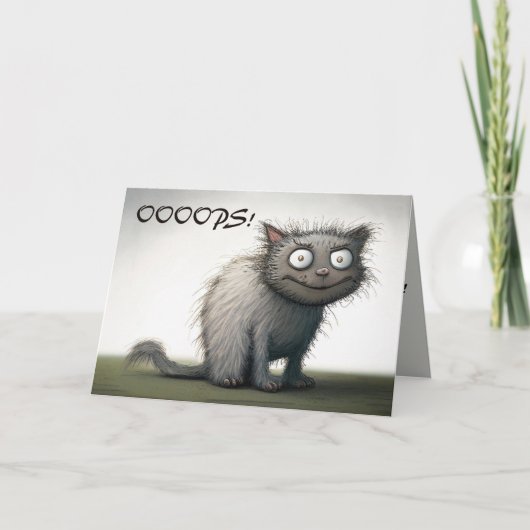 Carte Chat Coupable Modifiable a Manqué un Anniversaire (Devant)