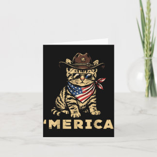 Carte Chat cow-boy du 4 juillet Merica Femmes patriotiqu