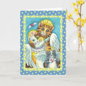 Carte CHAT, CUISINE & SOURIS ANGELS AU CIEL, HALOS Blank (Fleur jaune)