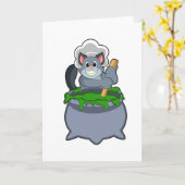 Carte Chat cuisinier à la potion magique (Fleur jaune)
