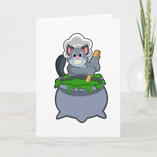 Carte Chat cuisinier avec potion magique (Devant)