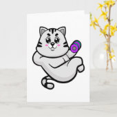 Carte Chat culturiste avec haltère (Fleur jaune)