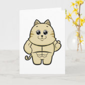 Carte Chat culturiste avec tablette de chocolat (Fleur jaune)