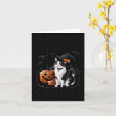 Carte Chat Cute À L'Autocollant De La Fête D'Halloween (Fleur jaune)
