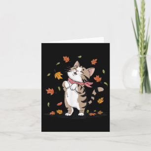 Carte Chat Cute Avec Chute Feuille Cosy Automne Vibe Aut