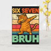 Carte Chat Dabbing Bruh 67 Mème 6 7 Six Sept (Fleur jaune)