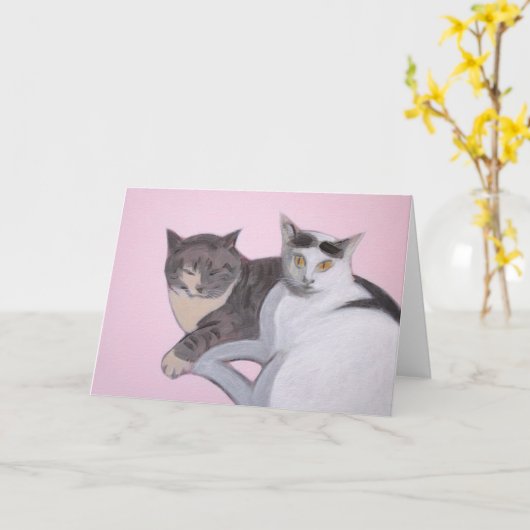 Carte Chat d'amour (Fleur jaune)
