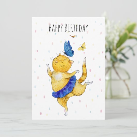 Carte Chat Dancing Cute (Debout devant)