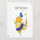 Carte Chat Dancing Cute (Devant / Derrière)
