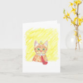 Carte Chat d'anniversaire (Fleur jaune)