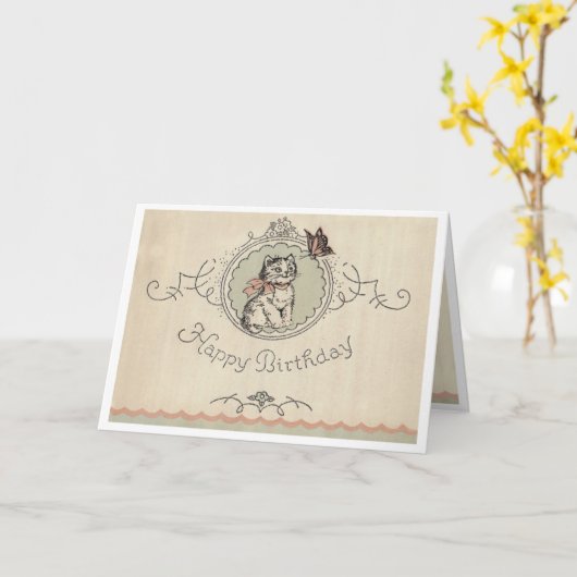 Carte Chat d'anniversaire ! (Fleur jaune)