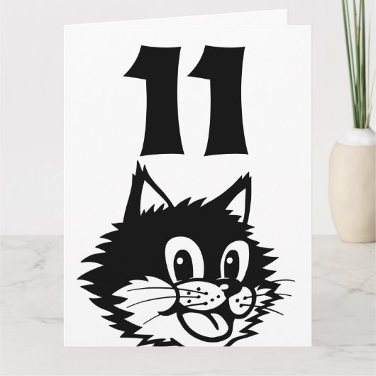CARTE CHAT D'ANNIVERSAIRE 11 ANS (Devant)