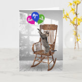 Carte Chat d'anniversaire avec ballons (Fleur jaune)