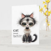 Carte Chat D'Anniversaire Avec Collier De Perle (Fleur jaune)