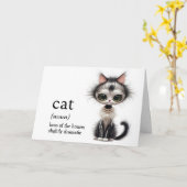 Carte Chat D'Anniversaire Avec Collier De Perle (Fleur jaune)