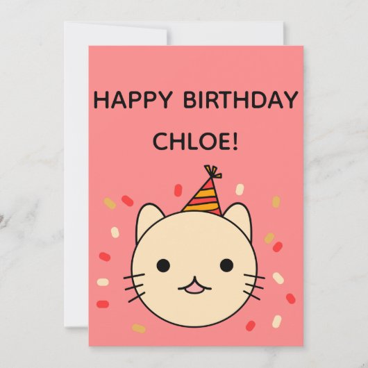 Carte Chat d'anniversaire | Chat Beige Joyeux Anniversai (Devant)
