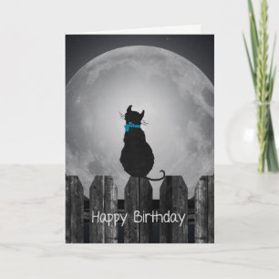 Carte chat d'anniversaire dans le clair de lune
