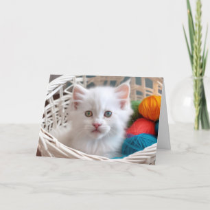 Carte Chat d'anniversaire dans un panier de fil